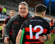 3 December 2022; The Ballygunner manager Darragh O'Sullivan and Peter Hogan celebrate at the final whistle of the AIB Munster GAA Hurling Senior Club Championship Final match between Ballygunner of Waterford and Ballyea of Clare at FBD Semple Stadium in Thurles, Tipperary. Photo by Ray McManus/Sportsfile