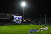 3 December 2022; Players and officials during a moments applause in memory of former Scotland and British & Irish Lions rugby international Doddie Weir before the United Rugby Championship match between Leinster and Ulster at the RDS Arena in Dublin. Photo by Ramsey Cardy/Sportsfile