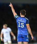 3 December 2022; Hugo Keenan of Leinster during the United Rugby Championship match between Leinster and Ulster at the RDS Arena in Dublin. Photo by Ramsey Cardy/Sportsfile