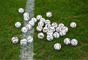 3 December 2022; Sliotars on the pitch before the AIB Munster GAA Hurling Senior Club Championship Final match between Ballygunner of Waterford and Ballyea of Clare at FBD Semple Stadium in Thurles, Tipperary. Photo by Ray McManus/Sportsfile