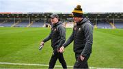 3 December 2022; Ballyea manager Robbie Hogan, left, and selector Reggie O'Connor after walking the pitch before the AIB Munster GAA Hurling Senior Club Championship Final match between Ballygunner of Waterford and Ballyea of Clare at FBD Semple Stadium in Thurles, Tipperary. Photo by Ray McManus/Sportsfile