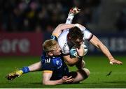3 December 2022; Ethan McIlroy of Ulster is tackled by Jamie Osborne of Leinster during the United Rugby Championship match between Leinster and Ulster at the RDS Arena in Dublin. Photo by Harry Murphy/Sportsfile