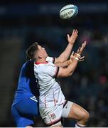 3 December 2022; James Hume of Ulster in action against Ryan Baird of Leinster during the United Rugby Championship match between Leinster and Ulster at the RDS Arena in Dublin. Photo by Ramsey Cardy/Sportsfile