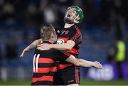 3 December 2022; Mikey Mahony, left and Conor Sheahan of Ballygunner celebrate at the final whistle of the AIB Munster GAA Hurling Senior Club Championship Final match between Ballygunner of Waterford and Ballyea of Clare at FBD Semple Stadium in Thurles, Tipperary. Photo by Ray McManus/Sportsfile
