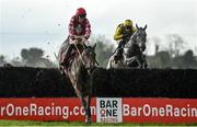 4 December 2022; Mighty Potter, with Jack Kennedy up, jumps the last on their way to winning the Bar One Racing Drinmore Novice Steeplechase at Fairyhouse Racecourse in Ratoath, Meath. Photo by Seb Daly/Sportsfile