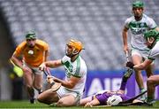 4 December 2022; Colin Fennelly of Shamrocks Ballyhale shoots to score his side's first goal during the AIB Leinster GAA Hurling Senior Club Championship Final match between Kilmacud Crokes of Dublin and Shamrocks Ballyhale of Kilkenny at Croke Park in Dublin. Photo by Piaras Ó Mídheach/Sportsfile