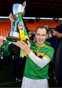4 December 2022; Dunloy Cuchullains joint-captain Paul Shiels with the trophy after the AIB Ulster GAA Hurling Senior Club Championship Final match between Dunloy Cuchullains of Antrim and Slaughtneil of Derry at Athletics Grounds in Armagh. Photo by Ramsey Cardy/Sportsfile