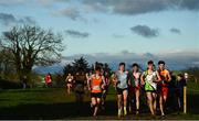4 December 2022; Athletes competing in the boys u19 6000m race during the 123.ie Novice & Uneven Age Cross Country Championships at St Catherines AC in Cork. Photo by Eóin Noonan/Sportsfile