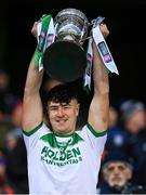 4 December 2022; Shamrocks Ballyhale captain Ronan Corcoran lifts the cup after his side's victory in the AIB Leinster GAA Hurling Senior Club Championship Final match between Kilmacud Crokes of Dublin and Shamrocks Ballyhale of Kilkenny at Croke Park in Dublin. Photo by Piaras Ó Mídheach/Sportsfile