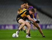 4 December 2022; Jonathan Lynam of The Downs in action against Craig Dias of Kilmacud Crokes during the AIB Leinster GAA Football Senior Club Championship Final match between Kilmacud Crokes of Dublin and The Downs of Westmeath at Croke Park in Dublin. Photo by Piaras Ó Mídheach/Sportsfile