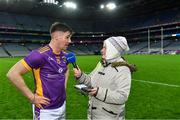 4 December 2022; Shane Walsh of Kilmacud Crokes is interviewed by Siobhán Madigan of RTÉ after his side's victory in the AIB Leinster GAA Football Senior Club Championship Final match between Kilmacud Crokes of Dublin and The Downs of Westmeath at Croke Park in Dublin. Photo by Piaras Ó Mídheach/Sportsfile