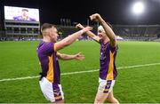 4 December 2022; Kilmacud Crokes players, Dan O'Brien, left, and Dara Mullin celebrate after the AIB Leinster GAA Football Senior Club Championship Final match between Kilmacud Crokes of Dublin and The Downs of Westmeath at Croke Park in Dublin. Photo by Daire Brennan/Sportsfile