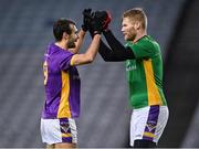 4 December 2022; Kilmacud Crokes players Ben Shovlin, left, and Conor Ferris celebrates after their side's victory in the AIB Leinster GAA Football Senior Club Championship Final match between Kilmacud Crokes of Dublin and The Downs of Westmeath at Croke Park in Dublin. Photo by Piaras Ó Mídheach/Sportsfile
