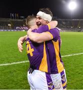 4 December 2022; Kilmacud Crokes players Dan O'Brien, left, and Dara Mullin, celebrate after the AIB Leinster GAA Football Senior Club Championship Final match between Kilmacud Crokes of Dublin and The Downs of Westmeath at Croke Park in Dublin. Photo by Daire Brennan/Sportsfile