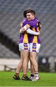 4 December 2022; Kilmacud Crokes players, Luke Ward, left, and Jeff Kenny celebrate after the AIB Leinster GAA Football Senior Club Championship Final match between Kilmacud Crokes of Dublin and The Downs of Westmeath at Croke Park in Dublin. Photo by Daire Brennan/Sportsfile