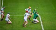 4 December 2022; Dean Mason of Shamrocks Ballyhale saves a free during the AIB Leinster GAA Hurling Senior Club Championship Final match between Kilmacud Crokes of Dublin and Shamrocks Ballyhale of Kilkenny at Croke Park in Dublin. Photo by Daire Brennan/Sportsfile