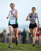 4 December 2022; Maebh Caffrey of St. Coca's AC, Kildare, competing in the girls u17 4000m race during the 123.ie Novice & Uneven Age Cross Country Championships at St Catherines AC in Cork. Photo by Eóin Noonan/Sportsfile
