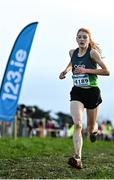 4 December 2022; Eimear Cooney of Ace Athletics Club, Louth, competing in the girls u17 4000m race during the 123.ie Novice & Uneven Age Cross Country Championships at St Catherines AC in Cork. Photo by Eóin Noonan/Sportsfile