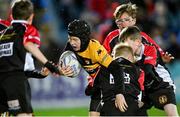 3 December 2022; Action from the Bank of Ireland Half-time Minis match between Cill Dara RFC and Carlow RFC at the United Rugby Championship match between Leinster and Ulster at the RDS Arena in Dublin. Photo by Ramsey Cardy/Sportsfile
