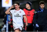 3 December 2022; Tom Stewart of Ulster leaves the pitch with an injury during the United Rugby Championship match between Leinster and Ulster at the RDS Arena in Dublin. Photo by Ramsey Cardy/Sportsfile