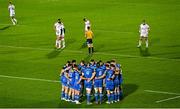 3 December 2022; The Leinster team huddle before the United Rugby Championship match between Leinster and Ulster at the RDS Arena in Dublin. Photo by Ramsey Cardy/Sportsfile