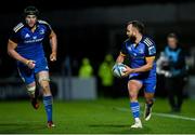 3 December 2022; Jamison Gibson-Park, left, passes to Leinster teammate Ryan Baird during the United Rugby Championship match between Leinster and Ulster at the RDS Arena in Dublin. Photo by Ramsey Cardy/Sportsfile