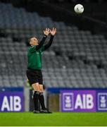 4 December 2022; Referee Maurice Deegan throws the ball in to start the second half, in his last match to referee at Croke Park, during the AIB Leinster GAA Football Senior Club Championship Final match between Kilmacud Crokes of Dublin and The Downs of Westmeath at Croke Park in Dublin. Photo by Piaras Ó Mídheach/Sportsfile