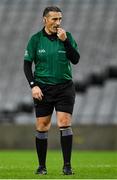 4 December 2022; Referee Maurice Deegan during the AIB Leinster GAA Football Senior Club Championship Final match between Kilmacud Crokes of Dublin and The Downs of Westmeath at Croke Park in Dublin. Photo by Piaras Ó Mídheach/Sportsfile
