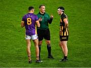 4 December 2022; Referee Maurice Deegan speaking with Craig Dias of Kilmacud Crokes and Ciarán Nolan of The Downs during the AIB Leinster GAA Football Senior Club Championship Final match between Kilmacud Crokes of Dublin and The Downs of Westmeath at Croke Park in Dublin. Photo by Piaras Ó Mídheach/Sportsfile