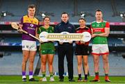 5 December 2022; In attendance, from left, Wexford hurler Jack O'Connor, Meath ladies footballer Sinead Ennis, UPMC General Manager John Windle, Down camogie player Niamh Mallon and Mayo footballer Cillian O'Connor during the launch of UPMC Concussion Baseline Testing Programme at Croke Park in Dublin. Photo by Ben McShane/Sportsfile