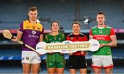5 December 2022; In attendance, from left, Wexford hurler Jack O'Connor, Meath ladies footballer Sinead Ennis, Down camogie player Niamh Mallon and Mayo footballer Cillian O'Connor during the launch of UPMC Concussion Baseline Testing Programme at Croke Park in Dublin. Photo by Ben McShane/Sportsfile