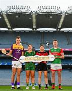 5 December 2022; In attendance, from left, Wexford hurler Jack O'Connor, Meath ladies footballer Sinead Ennis, Down camogie player Niamh Mallon and Mayo footballer Cillian O'Connor during the launch of UPMC Concussion Baseline Testing Programme at Croke Park in Dublin. Photo by Ben McShane/Sportsfile