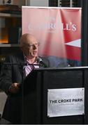 5 December 2022; Carroll's Cuisine of Tullamore managing director John Comerford speaking at the launch of A Season of Sundays 2022 at The Croke Park Hotel in Dublin. Photo by Seb Daly/Sportsfile