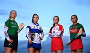 7 December 2022; Maria Cooney of Sarsfields, left, with, Dee Johnstone of St Vincent’s, Amy Boyle of Loughgiel Shamrocks and Aoife McGrath of Drom and Inch pictured today ahead of the 2022 AIB Camogie Club All-Ireland Senior Championship Semi-Finals, which take place this Saturday, December 10th. The AIB Camogie All-Ireland Club Championships features some of #TheToughest players from communities all across Ireland. It is these very communities that the players represent that make the AIB Camogie All-Ireland Club Championships unique. Now in its 10th year supporting the Camogie Championships, AIB is extremely proud to once again celebrate the communities that play such a role in sustaining our national games. Photo by Eóin Noonan/Sportsfile