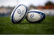 5 December 2022; A general view of Champions Cup balls during a Leinster Rugby squad training session at Energia Park in Dublin. Photo by Ramsey Cardy/Sportsfile