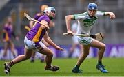 4 December 2022; Eoin Kenneally of Shamrocks Ballyhale in action against Darragh Butler of Kilmacud Crokes during the AIB Leinster GAA Hurling Senior Club Championship Final match between Kilmacud Crokes of Dublin and Shamrocks Ballyhale of Kilkenny at Croke Park in Dublin. Photo by Piaras Ó Mídheach/Sportsfile