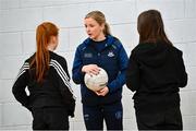 7 December 2022; Dublin ladies footballer Caoimhe O’Connor during a training session for students of Tyrrelstown Educate Together National School. As proud sponsors of Dublin GAA, AIG are encouraging participation in GAA around Dublin through its Diversity, Equality and Inclusion Roadshow (DEI Roadshow) at Tyrellstown ETNS in Dublin. Photo by David Fitzgerald/Sportsfile