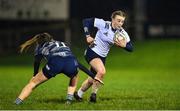 7 December 2022; Caoimhe McCormack of Midlands in action against Sadhbh Furlong of Metro during the Bank of Ireland Leinster Rugby Sarah Robinson Cup Round 3 match between Metro and Midlands at Coolmine RFC in Dublin. Photo by Seb Daly/Sportsfile