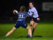 7 December 2022; Maebh O’Hara of Midlands in action against Sadhbh Furlong of Metro during the Bank of Ireland Leinster Rugby Sarah Robinson Cup Round 3 match between Metro and Midlands at Coolmine RFC in Dublin. Photo by Seb Daly/Sportsfile