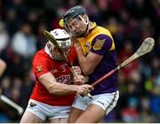 20 March 2022; Jack O’Connor of Wexford in action against Sean O’Leary-Hayes of Cork during the Allianz Hurling League Division 1 Group A match between Wexford and Cork at Chadwicks Wexford Park in Wexford. Photo by Daire Brennan/Sportsfile