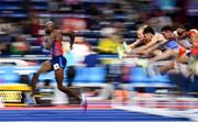 20 March 2022; Grant Holloway of USA, leads the field whilst competing in the men's 60m hurdles semi-finals during day three of the World Indoor Athletics Championships at the Stark Arena in Belgrade, Serbia. Photo by Sam Barnes/Sportsfile