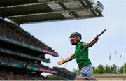17 July 2022; Gearóid Hegarty of Limerick celebrates after scoring his side's first goal during the GAA Hurling All-Ireland Senior Championship Final match between Kilkenny and Limerick at Croke Park in Dublin. Photo by Harry Murphy/Sportsfile