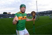 4 December 2022; Eamon Smyth of Dunloy Cuchullains celebrates his side's victory in the AIB Ulster GAA Hurling Senior Club Championship Final match between Dunloy Cuchullains and Slaughtneil at Athletics Grounds in Armagh. Photo by Ramsey Cardy/Sportsfile