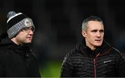 26 November 2022; Kilcoo joint manager Richard Thornton, right, along with Aaron Donaghy, Kilcoo team helper, before the AIB Ulster GAA Football Senior Club Championship Semi-Final match between Enniskillen Gaels and Kilcoo at Athletic Grounds in Armagh. Photo by Oliver McVeigh/Sportsfile