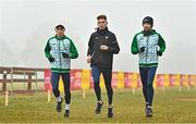 10 December 2022; Ireland athletes from left, Darragh McElhinney, Shay McEvoy and Thomas McStay during the official training session ahead of the SPAR European Cross Country Championships at Piemonte-La Mandria Park in Turin, Italy. Photo by Sam Barnes/Sportsfile