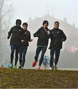 10 December 2022; Ireland athletes, from left, Hiko Tonosa Haso, Pierre Murchan, Barry Keane and Brian Fay during the official training session ahead of the SPAR European Cross Country Championships at Piemonte-La Mandria Park in Turin, Italy. Photo by Sam Barnes/Sportsfile