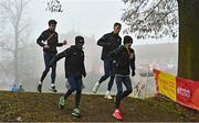 10 December 2022; Ireland athletes, from left, Pierre Murchan, Hiko Tonosa Haso, Barry Keane and Brian Fay during the official training session ahead of the SPAR European Cross Country Championships at Piemonte-La Mandria Park in Turin, Italy. Photo by Sam Barnes/Sportsfile