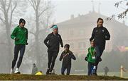 10 December 2022; Ireland athletes, including from left, Laura Mooney, Sarah Healy and Danielle Donegan during the official training session ahead of the SPAR European Cross Country Championships at Piemonte-La Mandria Park in Turin, Italy. Photo by Sam Barnes/Sportsfile