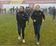 10 December 2022; Ireland athletes Nadia Power, left, and Georgie Hartigan during the official training session ahead of the SPAR European Cross Country Championships at Piemonte-La Mandria Park in Turin, Italy.  Photo by Sam Barnes/Sportsfile