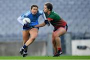 10 December 2022; Aoife O'Brien of Longford Slashers in action against Lorraine O'Shea  of Mullinahone during the 2022 currentaccount.ie LGFA All-Ireland Intermediate Club Football Championship Final match between Longford Slashers of Longford and Mullinahone of Tipperary at Croke Park in Dublin. Photo by Tyler Miller/Sportsfile